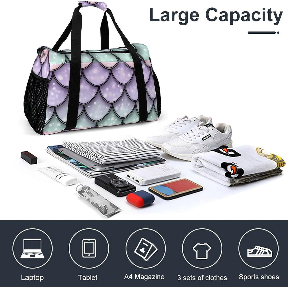 Gym Travel Bag Sports Duffel Simple Weekender Overnight Bag Men Women Workout Short Trip