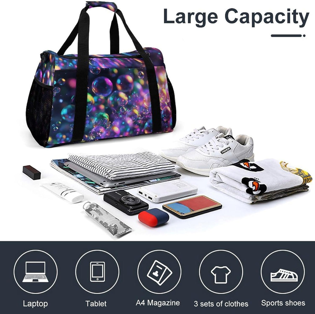 Gym Travel Bag Sports Duffel Simple Weekender Overnight Bag Men Women Workout Short Trip