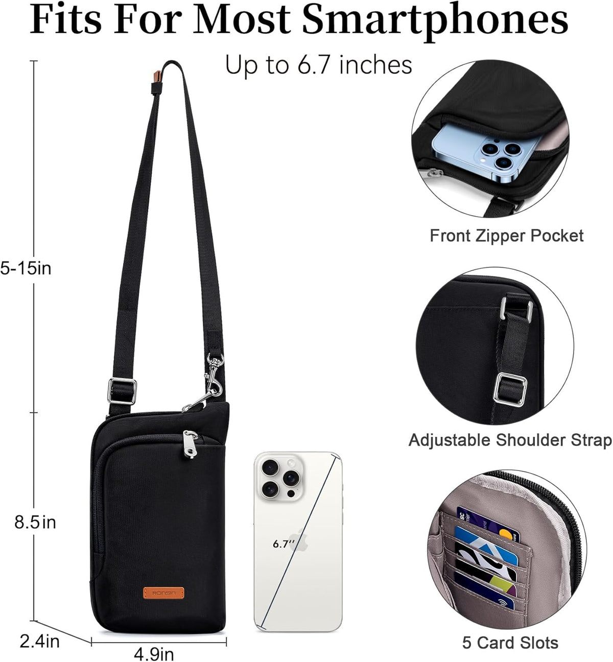 Small Anti Theft Crossbody Bags for Women Nylon Cell Phone Purses RFID Blocking Travel Purse with Locking Zipper