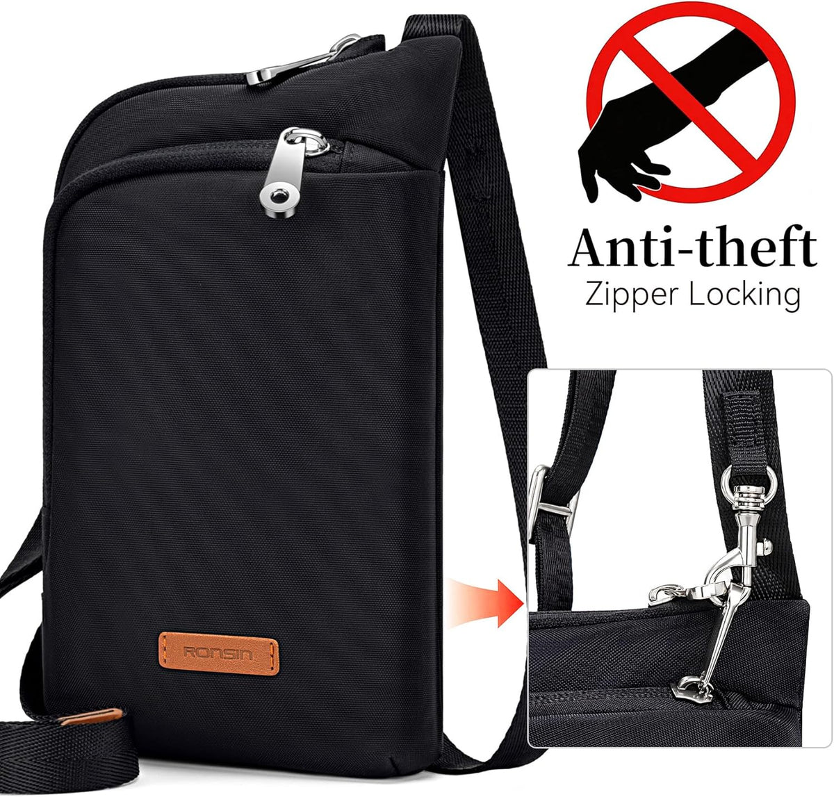 Small Anti Theft Crossbody Bags for Women Nylon Cell Phone Purses RFID Blocking Travel Purse with Locking Zipper