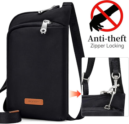 Small Anti Theft Crossbody Bags for Women Nylon Cell Phone Purses RFID Blocking Travel Purse with Locking Zipper