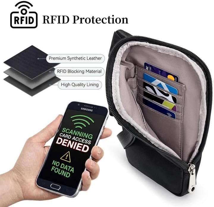 Small Anti Theft Crossbody Bags for Women Nylon Cell Phone Purses RFID Blocking Travel Purse with Locking Zipper