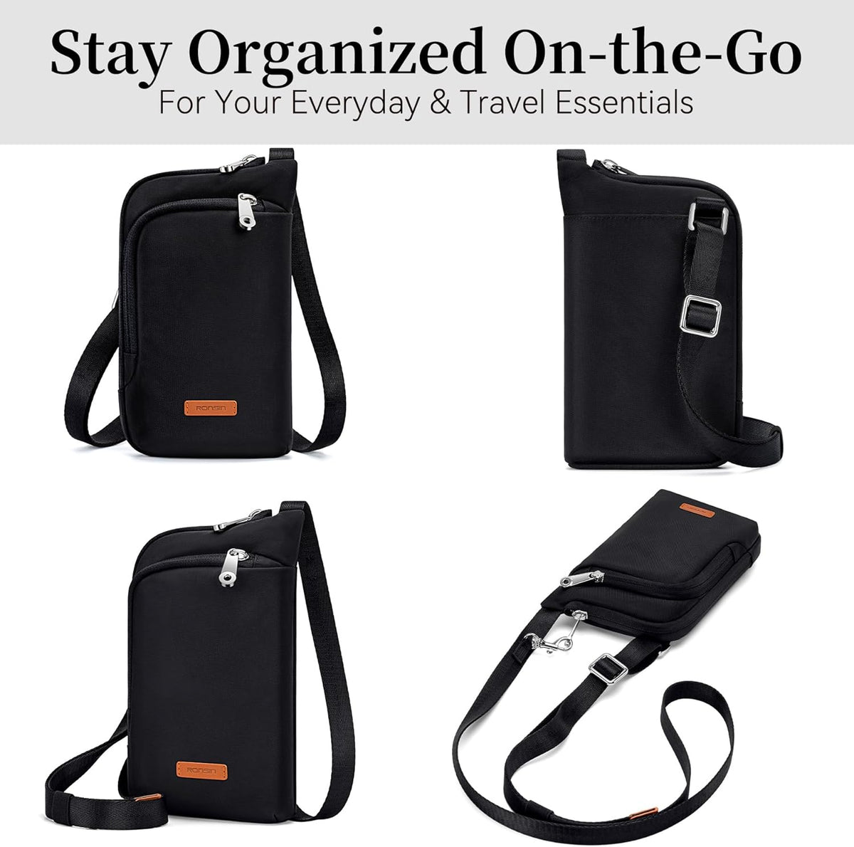 Small Anti Theft Crossbody Bags for Women Nylon Cell Phone Purses RFID Blocking Travel Purse with Locking Zipper