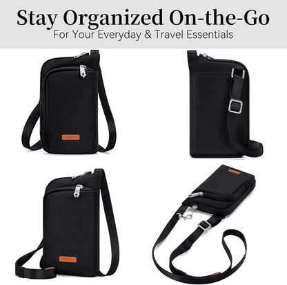 Small Anti Theft Crossbody Bags for Women Nylon Cell Phone Purses RFID Blocking Travel Purse with Locking Zipper