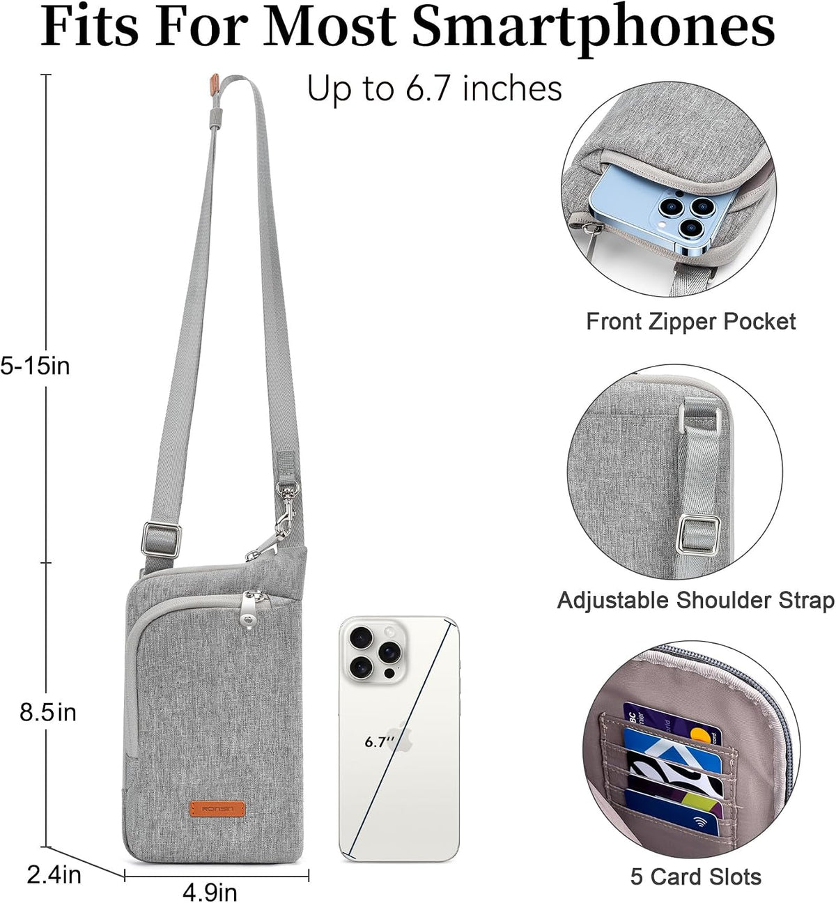 Small Anti Theft Crossbody Bags for Women Nylon Cell Phone Purses RFID Blocking Travel Purse with Locking Zipper