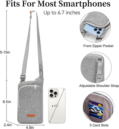 Small Anti Theft Crossbody Bags for Women Nylon Cell Phone Purses RFID Blocking Travel Purse with Locking Zipper
