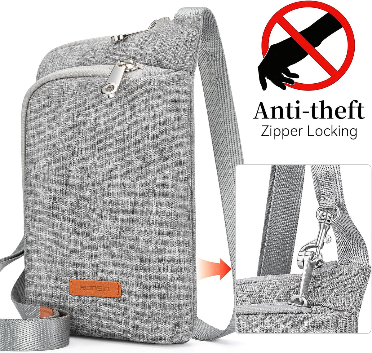 Small Anti Theft Crossbody Bags for Women Nylon Cell Phone Purses RFID Blocking Travel Purse with Locking Zipper