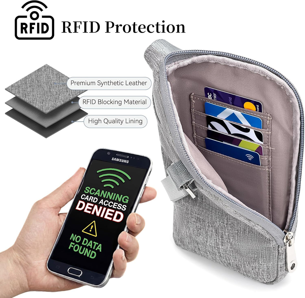 Small Anti Theft Crossbody Bags for Women Nylon Cell Phone Purses RFID Blocking Travel Purse with Locking Zipper