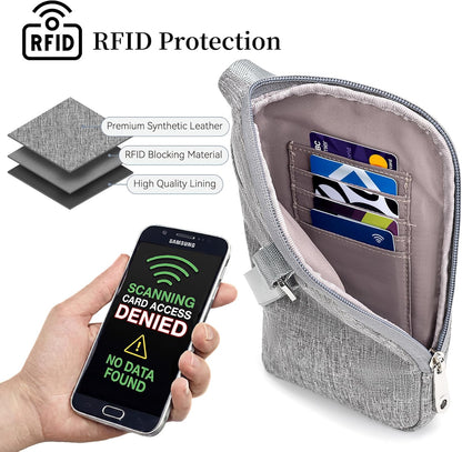Small Anti Theft Crossbody Bags for Women Nylon Cell Phone Purses RFID Blocking Travel Purse with Locking Zipper
