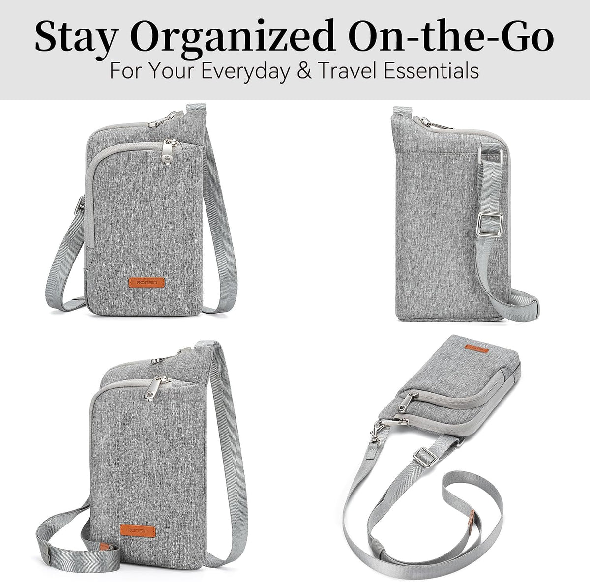 Small Anti Theft Crossbody Bags for Women Nylon Cell Phone Purses RFID Blocking Travel Purse with Locking Zipper