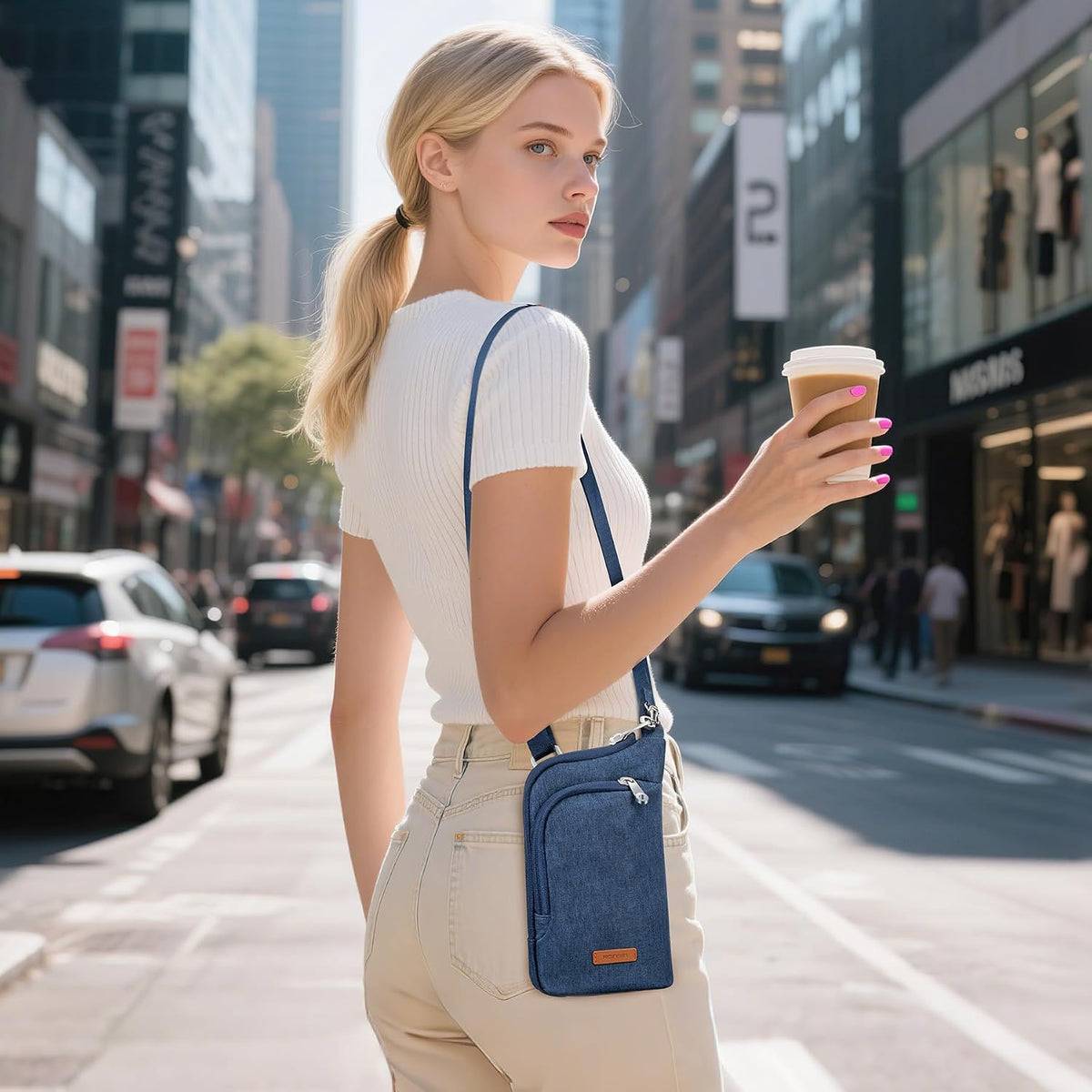 Small Anti Theft Crossbody Bags for Women Nylon Cell Phone Purses RFID Blocking Travel Purse with Locking Zipper