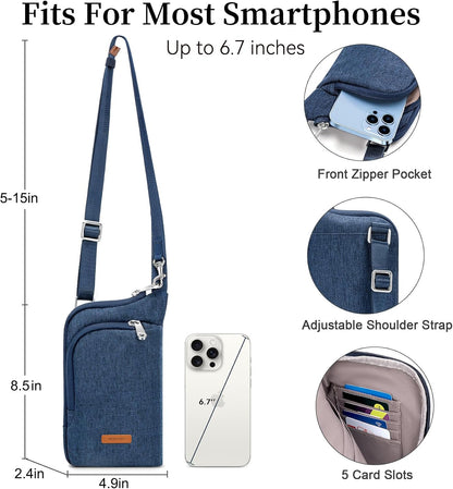 Small Anti Theft Crossbody Bags for Women Nylon Cell Phone Purses RFID Blocking Travel Purse with Locking Zipper