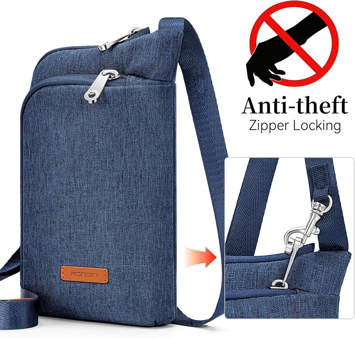 Small Anti Theft Crossbody Bags for Women Nylon Cell Phone Purses RFID Blocking Travel Purse with Locking Zipper