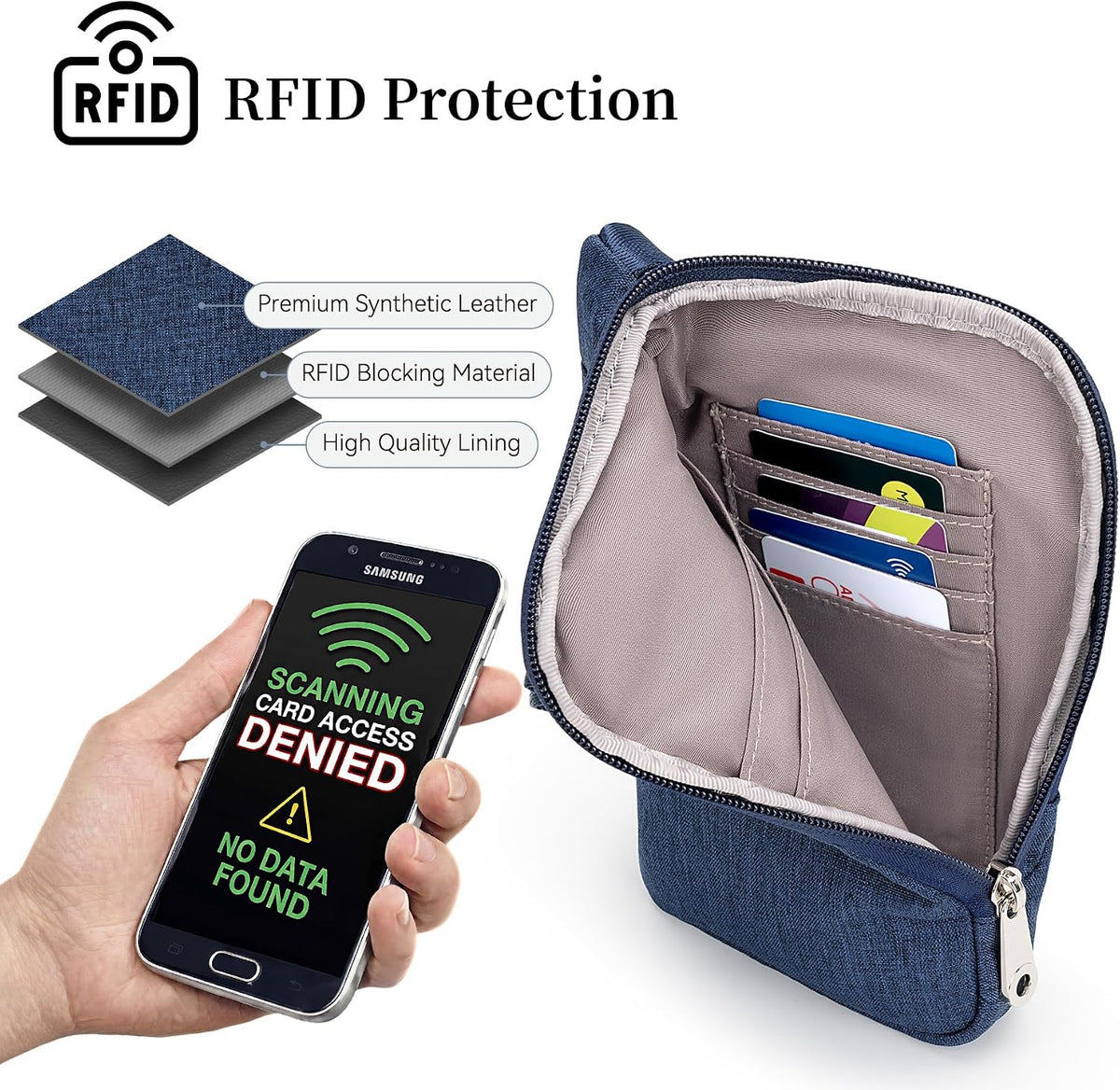 Small Anti Theft Crossbody Bags for Women Nylon Cell Phone Purses RFID Blocking Travel Purse with Locking Zipper