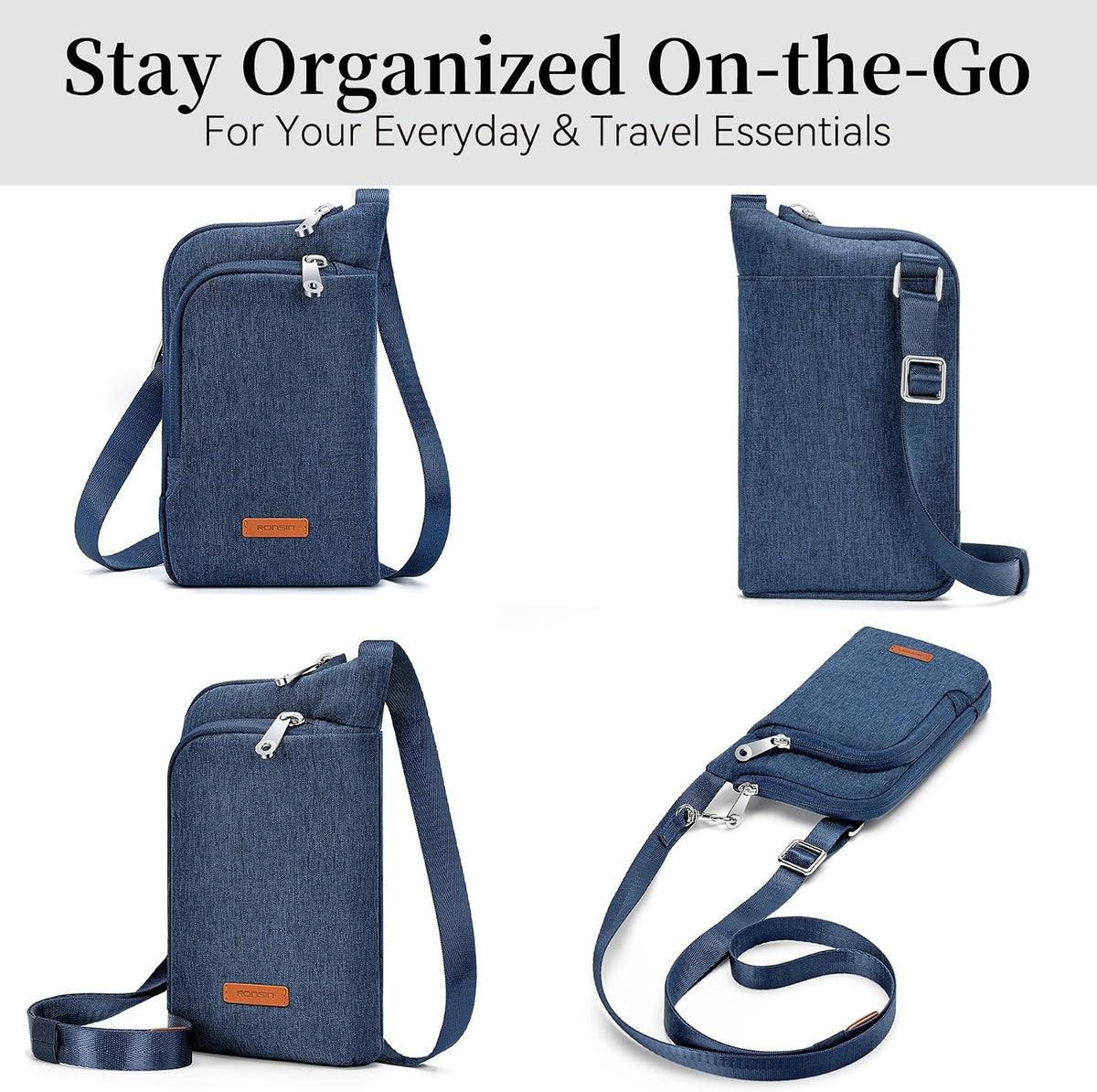Small Anti Theft Crossbody Bags for Women Nylon Cell Phone Purses RFID Blocking Travel Purse with Locking Zipper