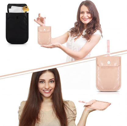 2 Pieces Travel Bra Wallet for Women Hidden Bra Wallet Pickpocket Proof Under Clothes Money Belt Pouch Secret for Passport Money Valuables(4 x 5.4 Inch,Black, Pink)