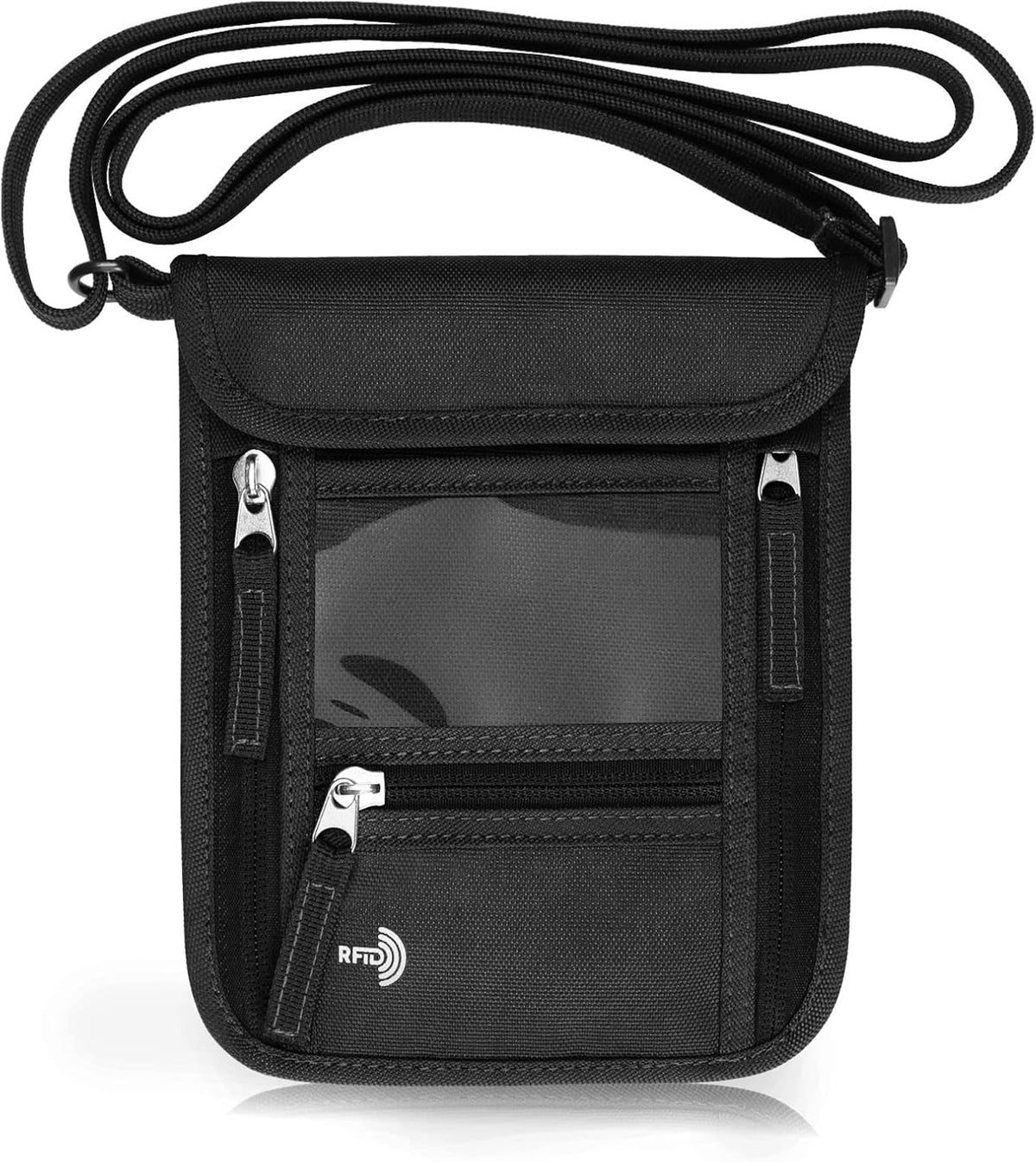Passport Holder Neck Pouch Travel Wallet for Women and Men, RFID Blocking Security Slim Traveling Wallet with Around Neck Lanyard Strap, Light Green | Around Neck Lanyard Strap, Travel Safety Anti Theft Bag, Neck Wallet for Traveling Women