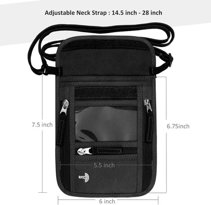Passport Holder Neck Pouch Travel Wallet for Women and Men, RFID Blocking Security Slim Traveling Wallet with Around Neck Lanyard Strap, Light Green | Around Neck Lanyard Strap, Travel Safety Anti Theft Bag, Neck Wallet for Traveling Women