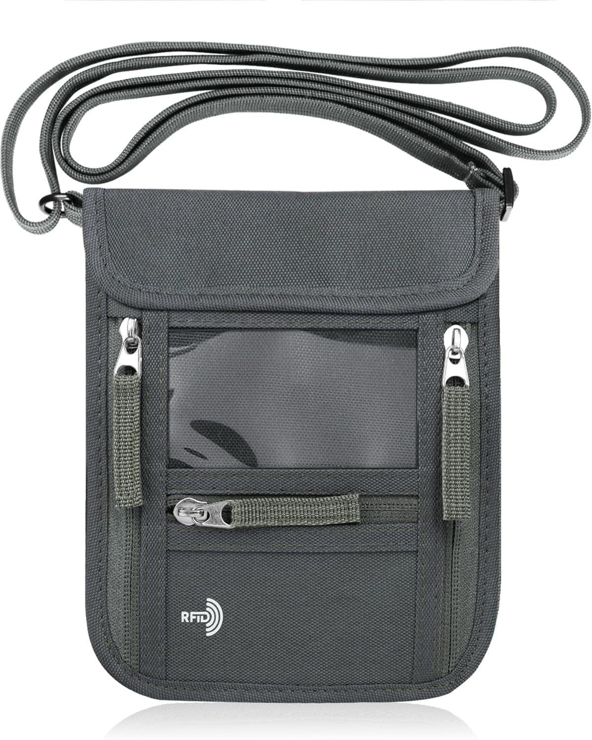 Passport Holder Neck Pouch Travel Wallet for Women and Men, RFID Blocking Security Slim Traveling Wallet with Around Neck Lanyard Strap, Light Green | Around Neck Lanyard Strap, Travel Safety Anti Theft Bag, Neck Wallet for Traveling Women