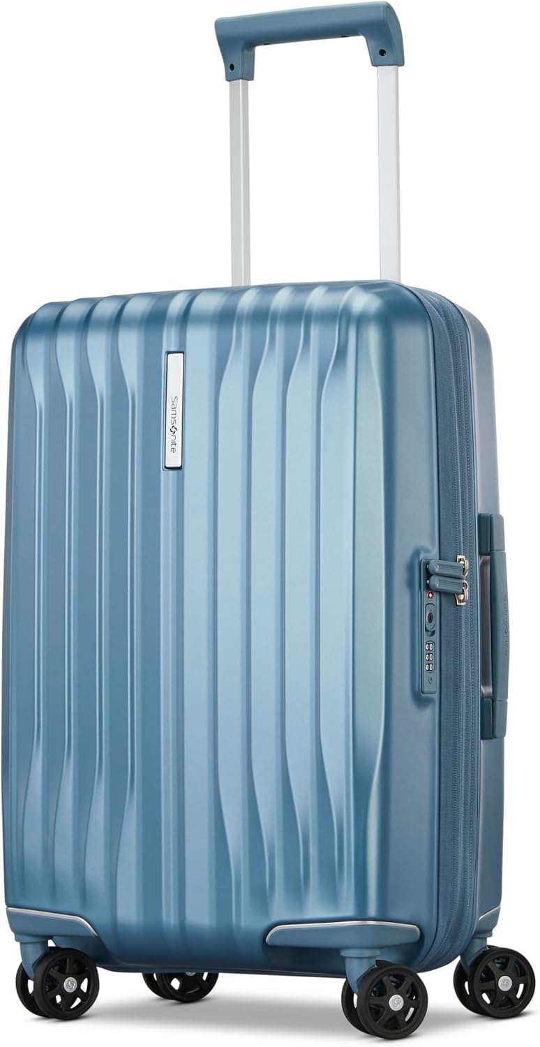 UpLIFT Carry-On Hardside Luggage with Spinner Wheels - Airline-Approved, TSA Lock, Adjustable Handle System - Polycarbonate Hard Suitcase for Ultra Lightweight Travel - Silver Shimmy