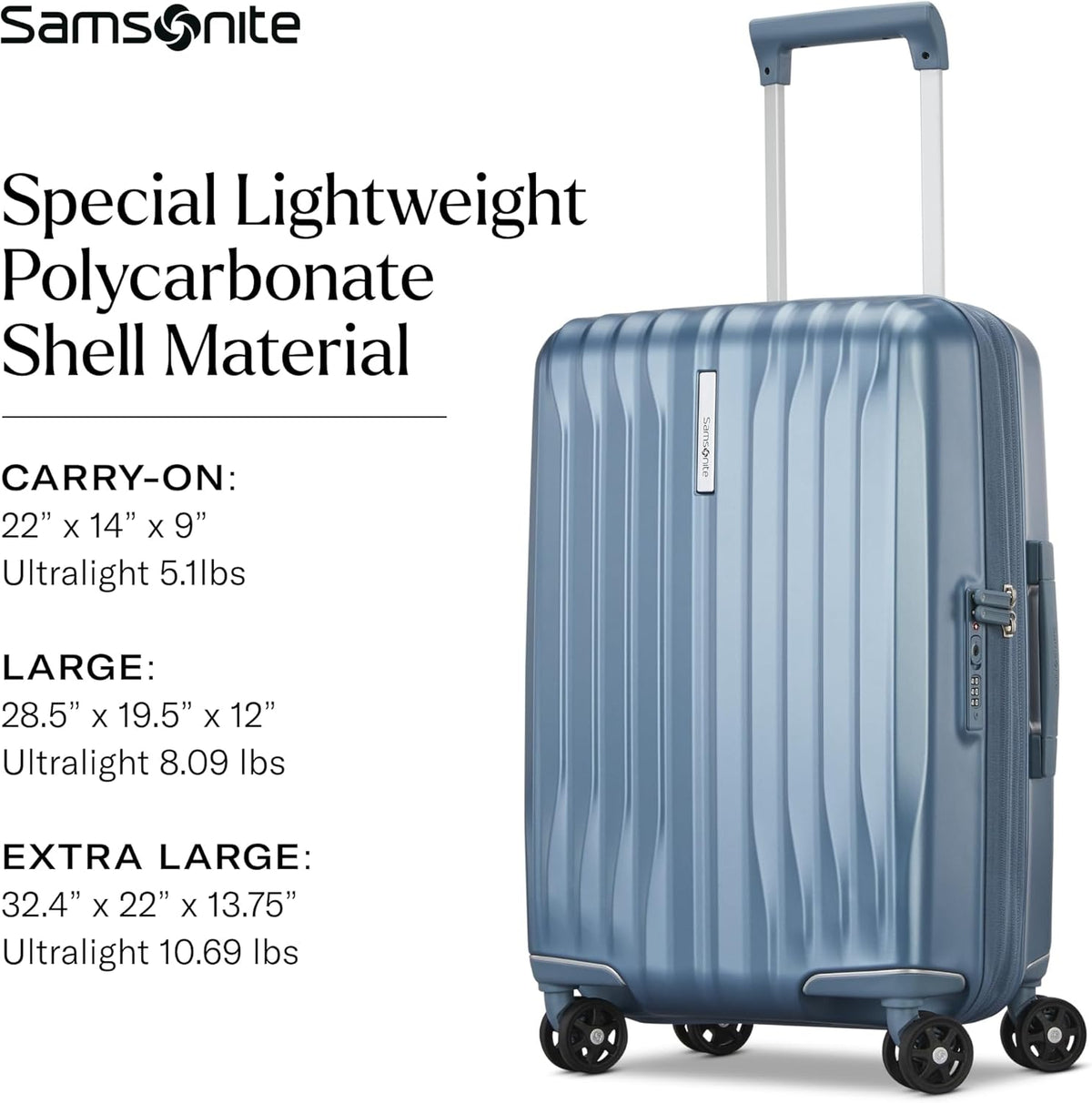 UpLIFT Carry-On Hardside Luggage with Spinner Wheels - Airline-Approved, TSA Lock, Adjustable Handle System - Polycarbonate Hard Suitcase for Ultra Lightweight Travel - Silver Shimmy