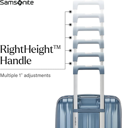 UpLIFT Carry-On Hardside Luggage with Spinner Wheels - Airline-Approved, TSA Lock, Adjustable Handle System - Polycarbonate Hard Suitcase for Ultra Lightweight Travel - Silver Shimmy