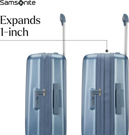 UpLIFT Carry-On Hardside Luggage with Spinner Wheels - Airline-Approved, TSA Lock, Adjustable Handle System - Polycarbonate Hard Suitcase for Ultra Lightweight Travel - Silver Shimmy