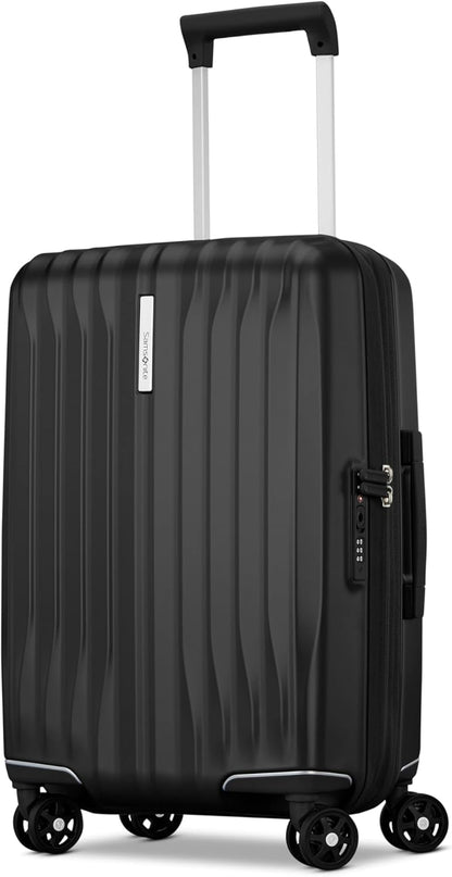 UpLIFT Carry-On Hardside Luggage with Spinner Wheels - Airline-Approved, TSA Lock, Adjustable Handle System - Polycarbonate Hard Suitcase for Ultra Lightweight Travel - Silver Shimmy