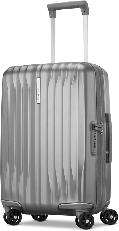 UpLIFT Carry-On Hardside Luggage with Spinner Wheels - Airline-Approved, TSA Lock, Adjustable Handle System - Polycarbonate Hard Suitcase for Ultra Lightweight Travel - Silver Shimmy