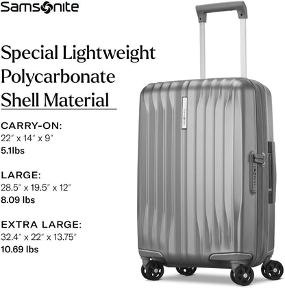 UpLIFT Carry-On Hardside Luggage with Spinner Wheels - Airline-Approved, TSA Lock, Adjustable Handle System - Polycarbonate Hard Suitcase for Ultra Lightweight Travel - Silver Shimmy