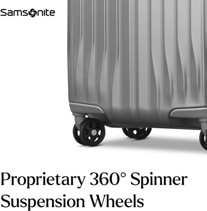 UpLIFT Carry-On Hardside Luggage with Spinner Wheels - Airline-Approved, TSA Lock, Adjustable Handle System - Polycarbonate Hard Suitcase for Ultra Lightweight Travel - Silver Shimmy