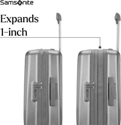 UpLIFT Carry-On Hardside Luggage with Spinner Wheels - Airline-Approved, TSA Lock, Adjustable Handle System - Polycarbonate Hard Suitcase for Ultra Lightweight Travel - Silver Shimmy