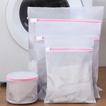 4Pcs Mesh Laundry Bags with Zipper, Durable Wash Bags for Delicates, Bras, Lingerie, Socks and Underwear, Protective Laundry Organizer Bags for Washing Machine and Travel Storage