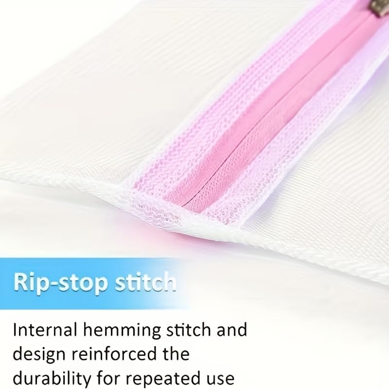 4Pcs Mesh Laundry Bags with Zipper, Durable Wash Bags for Delicates, Bras, Lingerie, Socks and Underwear, Protective Laundry Organizer Bags for Washing Machine and Travel Storage