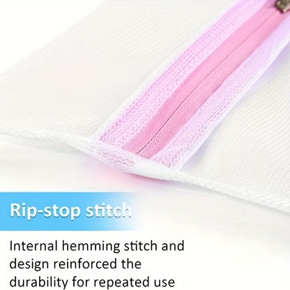 4Pcs Mesh Laundry Bags with Zipper, Durable Wash Bags for Delicates, Bras, Lingerie, Socks and Underwear, Protective Laundry Organizer Bags for Washing Machine and Travel Storage