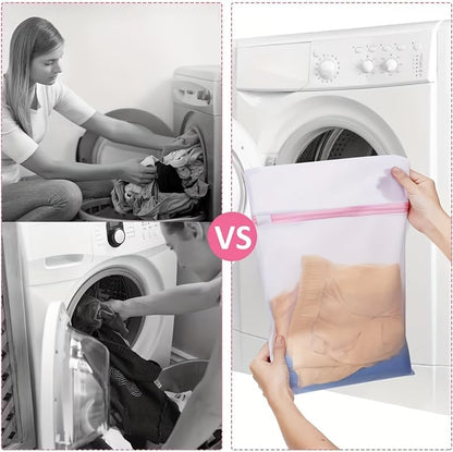 4Pcs Mesh Laundry Bags with Zipper, Durable Wash Bags for Delicates, Bras, Lingerie, Socks and Underwear, Protective Laundry Organizer Bags for Washing Machine and Travel Storage