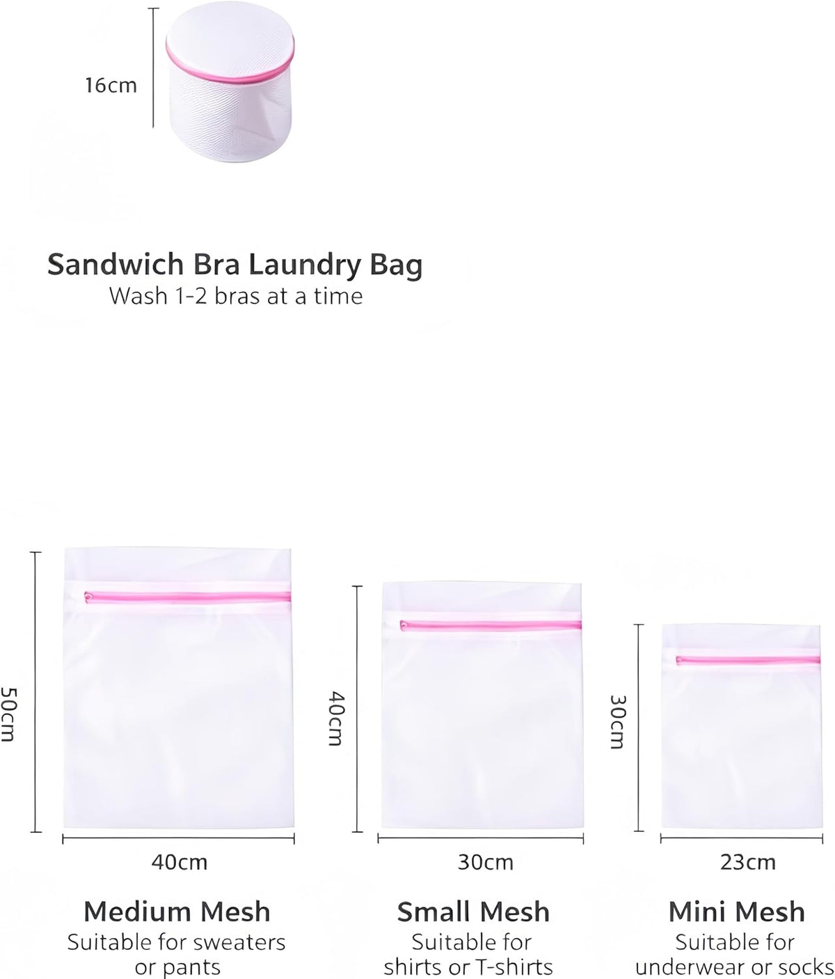 4Pcs Mesh Laundry Bags with Zipper, Durable Wash Bags for Delicates, Bras, Lingerie, Socks and Underwear, Protective Laundry Organizer Bags for Washing Machine and Travel Storage