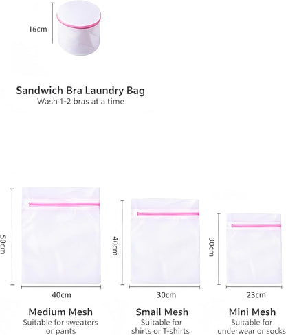 4Pcs Mesh Laundry Bags with Zipper, Durable Wash Bags for Delicates, Bras, Lingerie, Socks and Underwear, Protective Laundry Organizer Bags for Washing Machine and Travel Storage