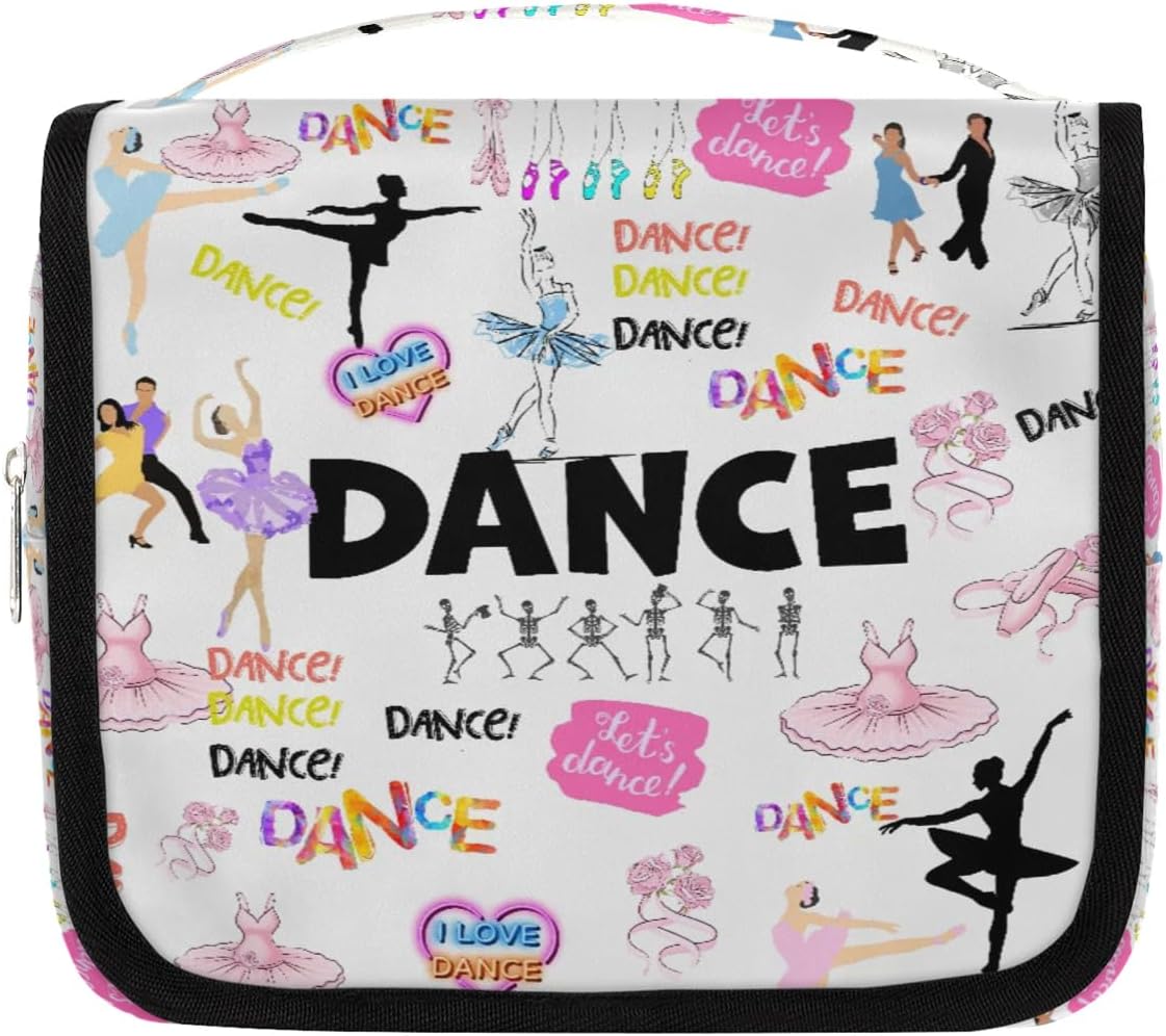 Travel Toiletry Bag for Women Men with Hanging Hook Pink Retro Western Print Cowboy Pattern Makeup Cosmetic Bag Organizer Travel Bag for Toiletries Essentials Accessories, Large Size