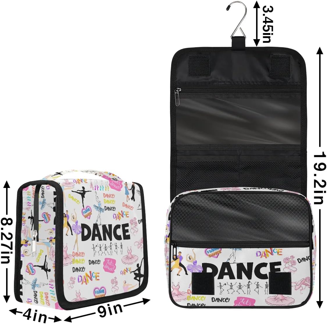 Travel Toiletry Bag for Women Men with Hanging Hook Pink Retro Western Print Cowboy Pattern Makeup Cosmetic Bag Organizer Travel Bag for Toiletries Essentials Accessories, Large Size