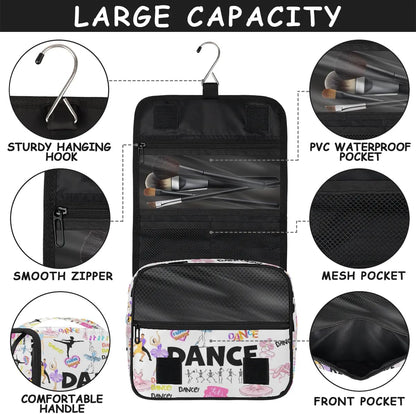 Travel Toiletry Bag for Women Men with Hanging Hook Pink Retro Western Print Cowboy Pattern Makeup Cosmetic Bag Organizer Travel Bag for Toiletries Essentials Accessories, Large Size