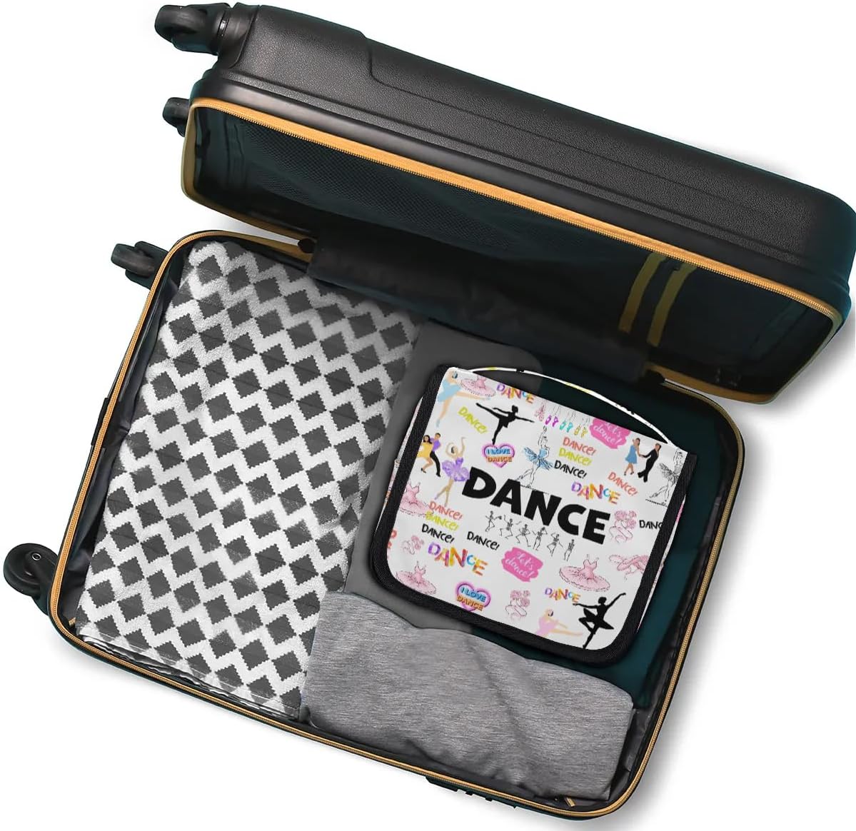 Travel Toiletry Bag for Women Men with Hanging Hook Pink Retro Western Print Cowboy Pattern Makeup Cosmetic Bag Organizer Travel Bag for Toiletries Essentials Accessories, Large Size