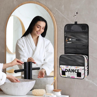 Travel Toiletry Bag for Women Men with Hanging Hook Pink Retro Western Print Cowboy Pattern Makeup Cosmetic Bag Organizer Travel Bag for Toiletries Essentials Accessories, Large Size
