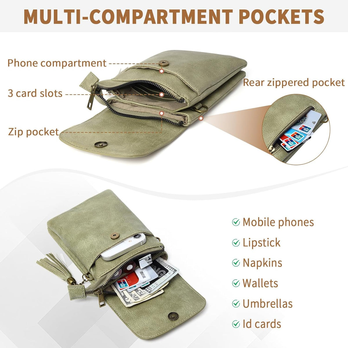 Small Crossbody Bag for Women - Phone Purse Crossbody Cell Phone Purse for Women with 2 Strap