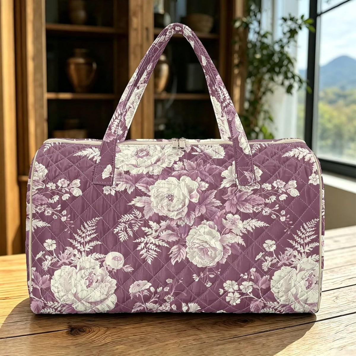 Bow Desgin Quilted Gym Bag For Women Travel Sport Tote Shoulder Bag - Colors B