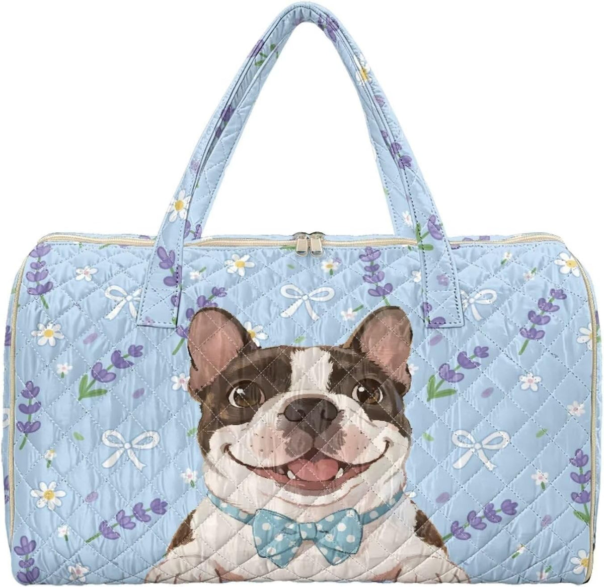 Bow Desgin Quilted Gym Bag For Women Travel Sport Tote Shoulder Bag - Colors B