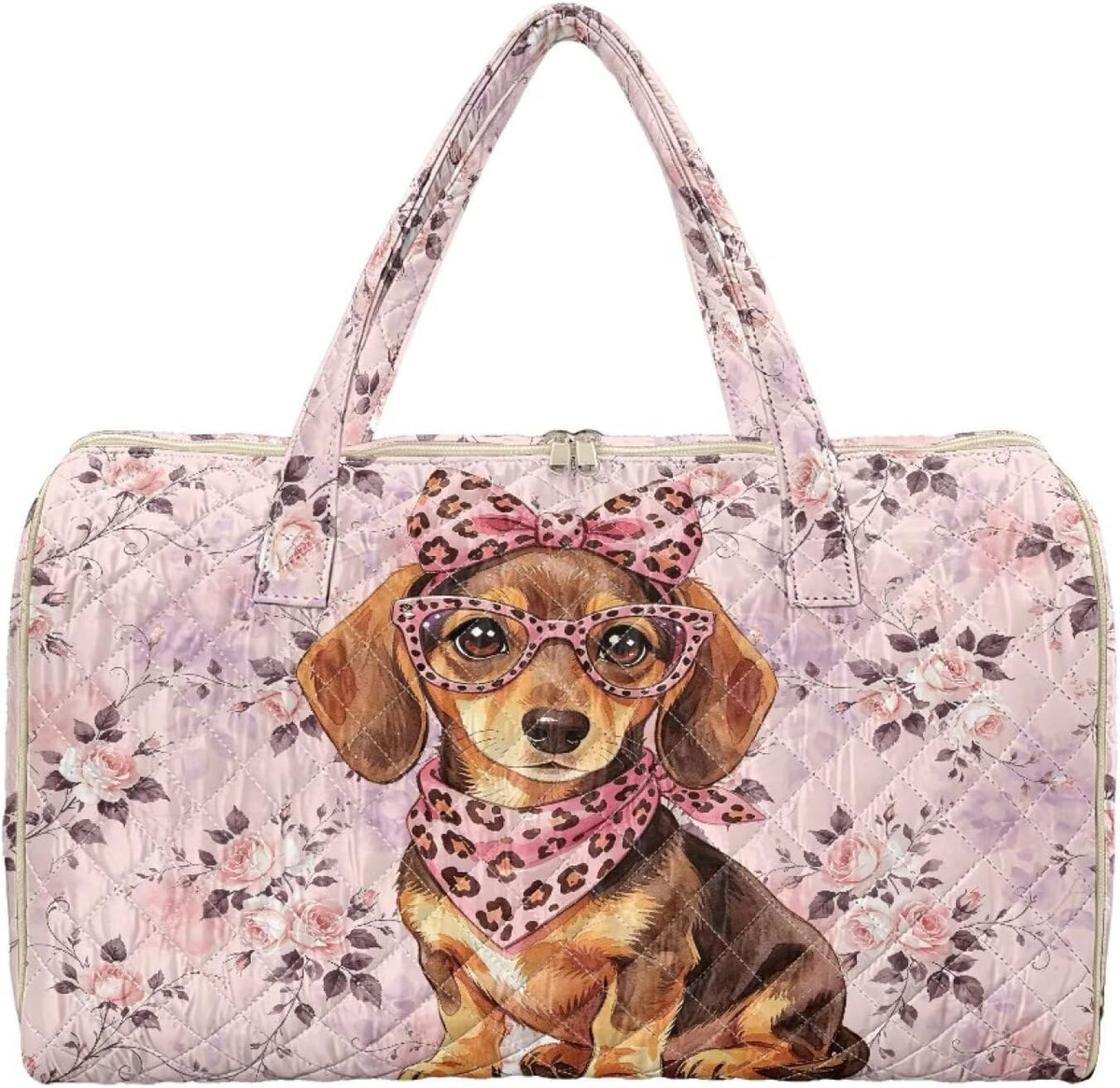 Bow Desgin Quilted Gym Bag For Women Travel Sport Tote Shoulder Bag - Colors B