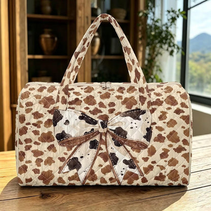 Bow Desgin Quilted Gym Bag For Women Travel Sport Tote Shoulder Bag - Colors B
