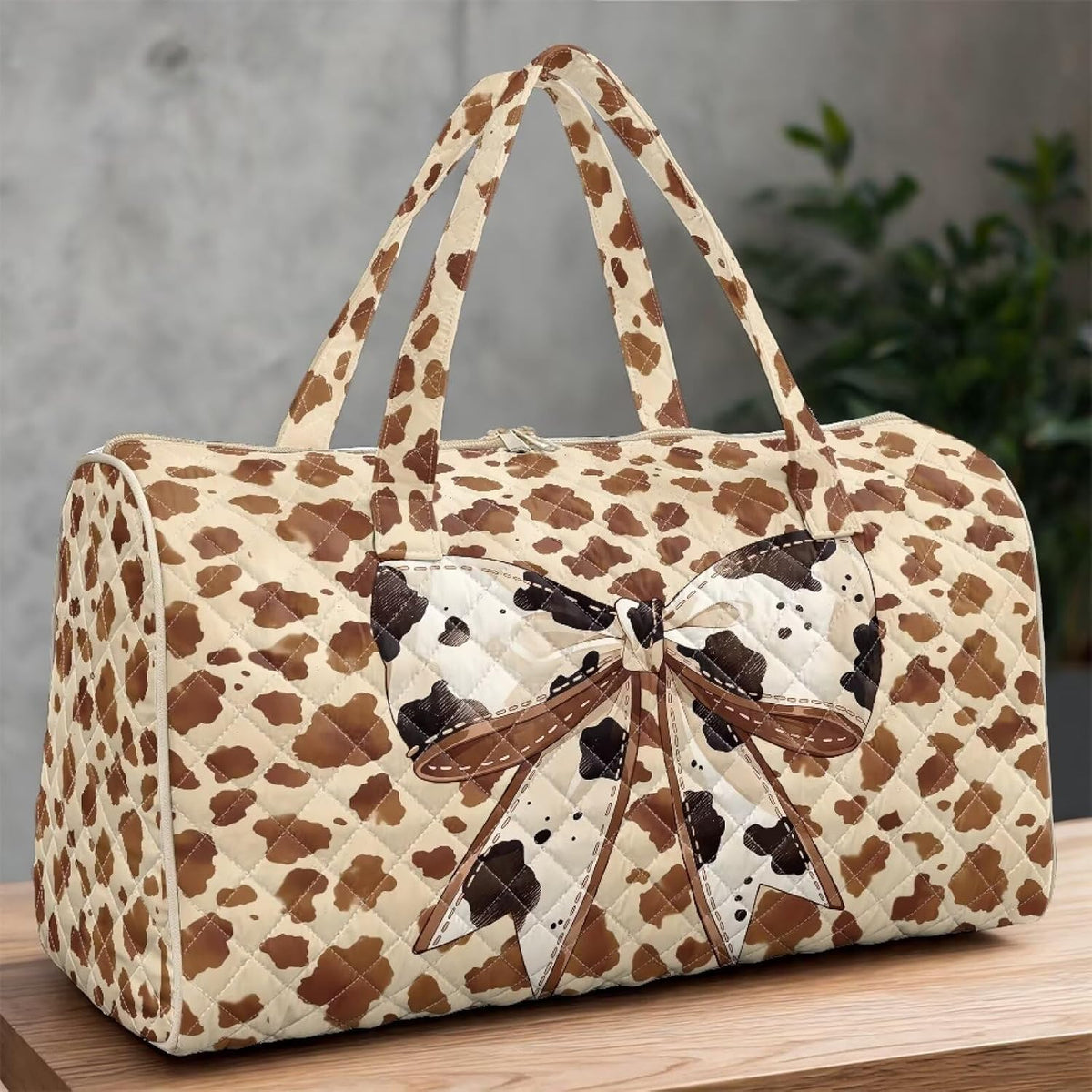 Bow Desgin Quilted Gym Bag For Women Travel Sport Tote Shoulder Bag - Colors B