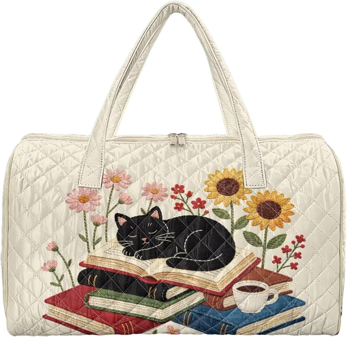 Bow Desgin Quilted Gym Bag For Women Travel Sport Tote Shoulder Bag - Colors B
